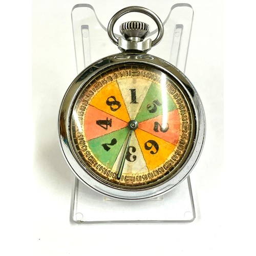 275 - Vintage spinning carnival wheel  gaming pocket watch , working .