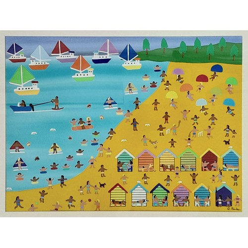 141 - 'Summers Day on the Beach' - An Original Painting by Renowned British Artist Gordon Barker. Created ... 