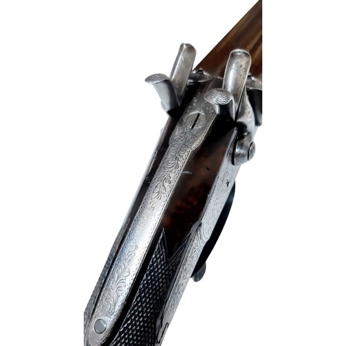 93 - A Double Damascus Barrel, 14 bore pinfire, Underlever Action Shotgun. Made by World famous Royal gun... 