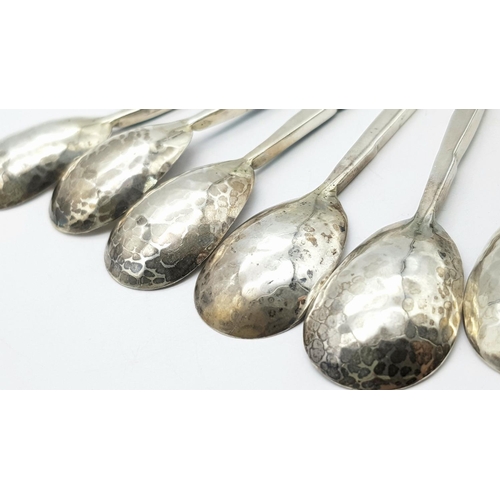 196 - Vintage set of 6 x SOLID SILVER TEASPOONS with polished MALACHITE handles. Originally purchased from... 