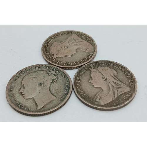 606 - Three Queen Victoria Pre-1920, 925 Silver Shillings Comprising; 1) An 1872 Dated ‘Young Head’, 2) A ... 