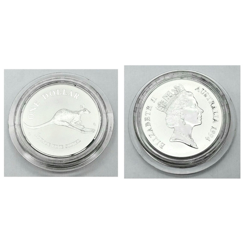 620 - A Mint Condition 1994 Dated 1 Ounce Australian One Dollar Coin. Comes in its sealed capsule.