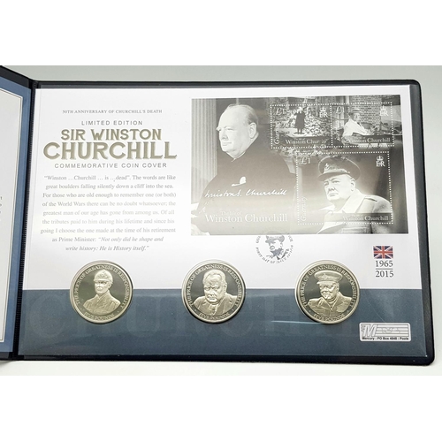 623 - Limited edition of Sir Winston Churchill commemorative coins. Consisting 3 x uncirculated £5 coins. ... 