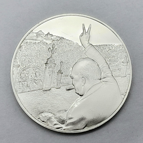 627 - A Scarce Sterling Silver Winston Churchill Medallion Commemorating VE Day 8th May 1945. Detailed wit... 