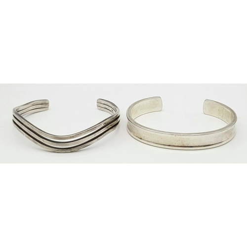 637 - 2 x vintage SOLID SILVER CUFF BANGLES. To include a fully hallmarked triple row serpentine BANGLE.To... 