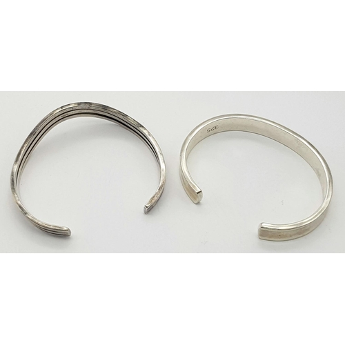 637 - 2 x vintage SOLID SILVER CUFF BANGLES. To include a fully hallmarked triple row serpentine BANGLE.To... 