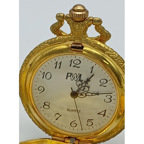 665 - Selection of 4 x modern pocket watches. To include BRUT with Date Window. Working order require batt... 