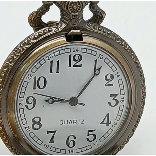 665 - Selection of 4 x modern pocket watches. To include BRUT with Date Window. Working order require batt... 