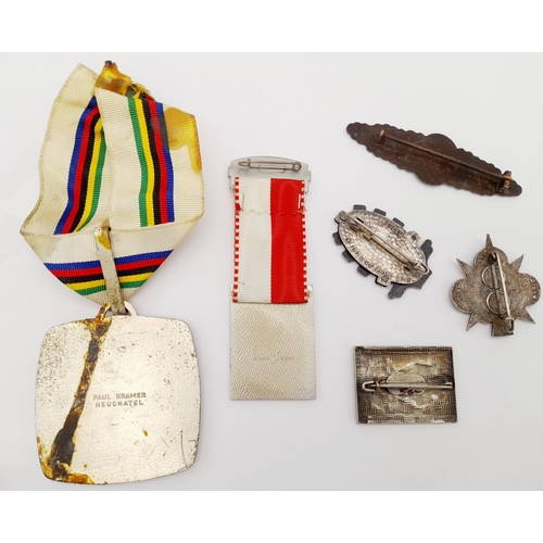 698 - A Parcel of Six, Mostly French, Vintage Military Medals and Badges Including French Foreign Legion, ... 