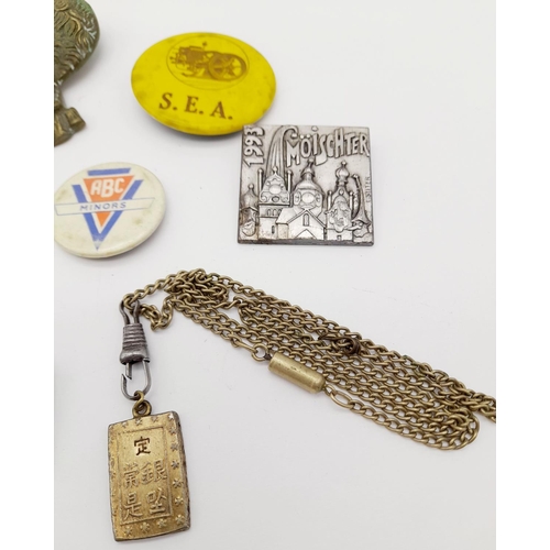 705 - A Parcel of Ten Vintage Badges, Pendants and Medals, Including Swiss and an early Oriental Pendant N... 