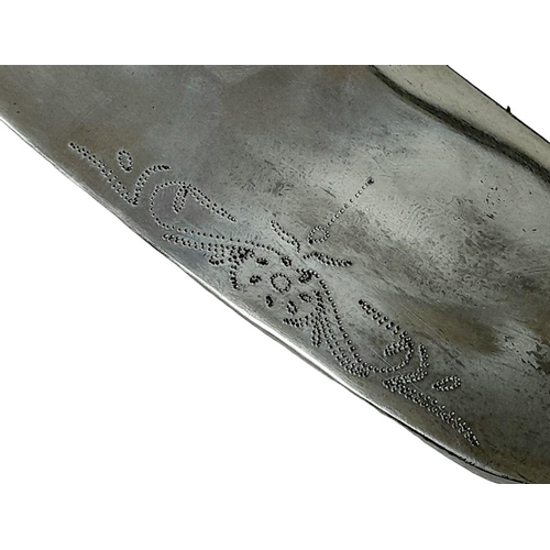 712 - A Good Condition Mid 20th Century Kukri with Sheath and Skinning Knife. 44cm Length, Brass Lion Head... 