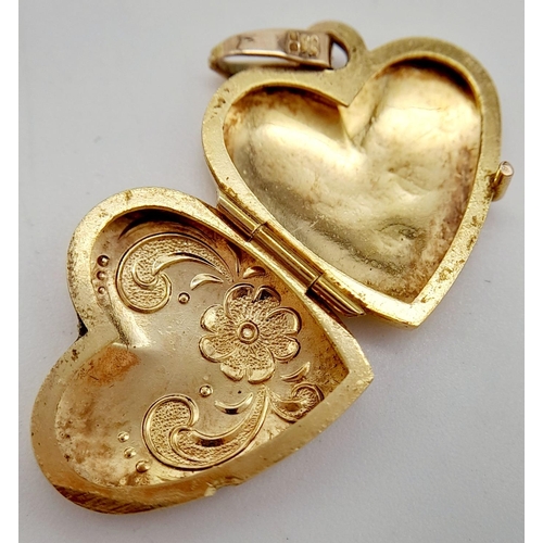 713 - A 9K YELLOW GOLD HEART LOCKET - 1.4G. REF: SPAS 5003