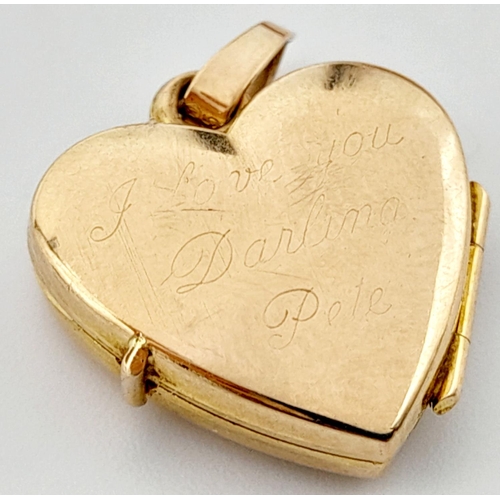 713 - A 9K YELLOW GOLD HEART LOCKET - 1.4G. REF: SPAS 5003