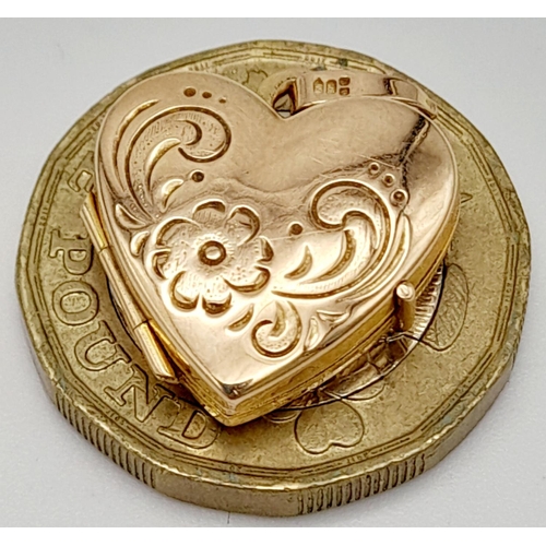 713 - A 9K YELLOW GOLD HEART LOCKET - 1.4G. REF: SPAS 5003