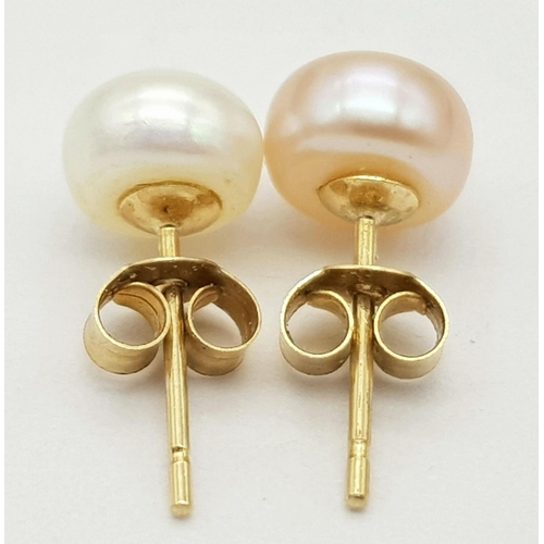 741 - A 9K YELLOW GOLD PEARL STUD EARRINGS. 0.75G IN WEIGHT. Ref: SC 5070