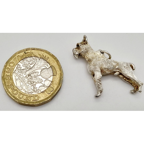 923 - A STERLING SILVER BOXER DOG CHARM. 6.7G IN WEIGHT. 2.5CM IN LENGTH. Ref: 8778.