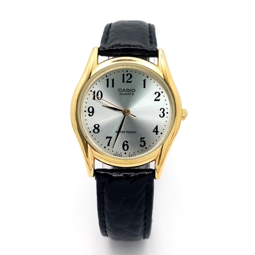 978 - A Vintage Men’s Collectible Casio Gold Tone Quartz Watch Model 1330 MTP 1154P. 35mm Including Crown.... 