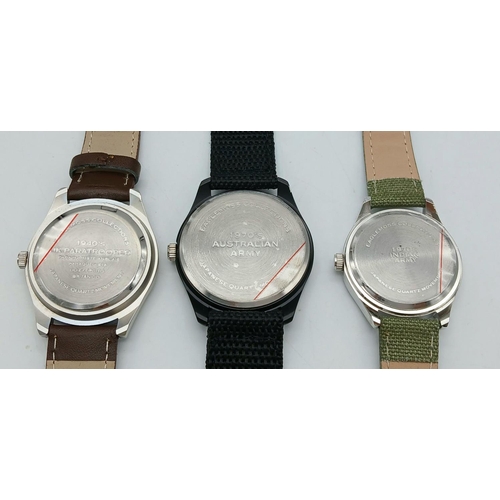 676 - Three Unworn and Boxed Military Homage Watches Comprising; 1) A 1940’s
Design British Paratroopers W... 