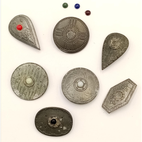 938 - 7 x Germanic Shields Winterhilf Badges.