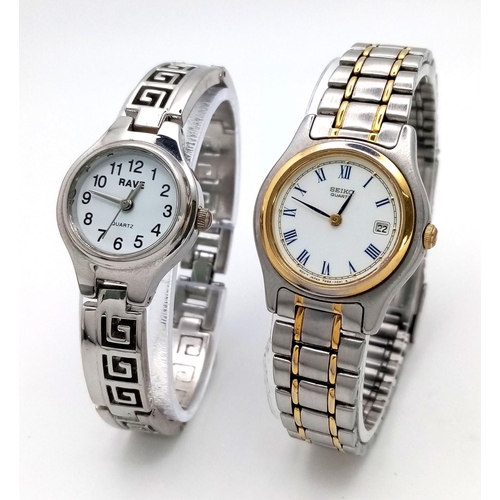 939 - A Parcel of Two Ladies Wristwatches Comprising; 1) A Seiko Quartz Bi- Metal, Two Tone, Date Watch Mo... 