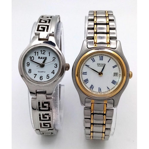 939 - A Parcel of Two Ladies Wristwatches Comprising; 1) A Seiko Quartz Bi- Metal, Two Tone, Date Watch Mo... 