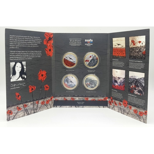 953 - A Set of Four War Poppy Collection Coins by Jacquiline Hurley in Support of Combat Stress, Mint Cond... 