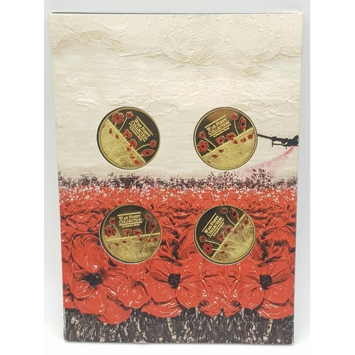 953 - A Set of Four War Poppy Collection Coins by Jacquiline Hurley in Support of Combat Stress, Mint Cond... 