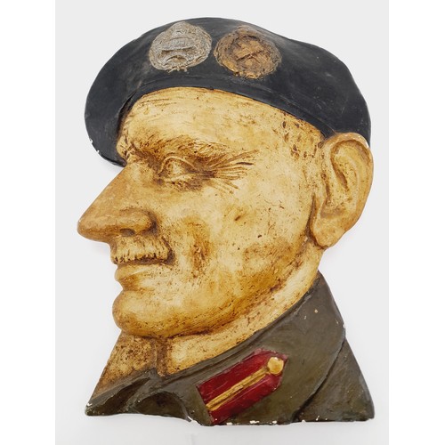 986 - A Vintage Hand-Crafted Wall Plaque Made Mid Last Century, possibly war period, of General Montgomery... 