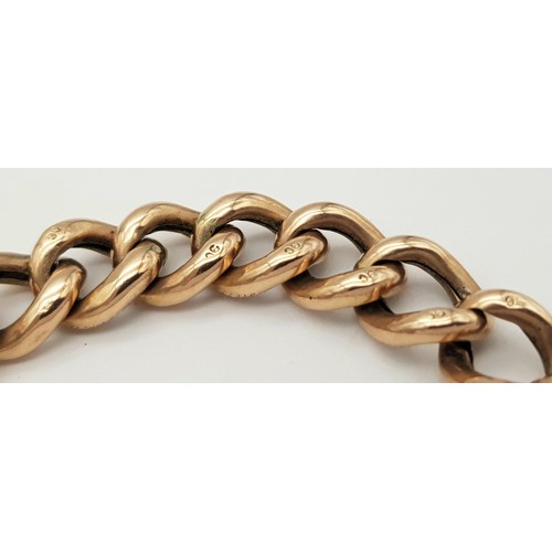 7 - Classic vintage ROSE GOLD BRACELET with each link stamped for 9 carat GOLD. Fancy padlock fastening.... 