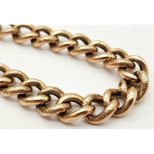 7 - Classic vintage ROSE GOLD BRACELET with each link stamped for 9 carat GOLD. Fancy padlock fastening.... 