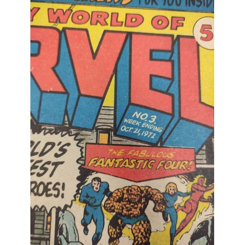 605 - 12 The mighty world of Marvel featuring The incredible Hulk & comics. All from 1976-78. Three mighty... 