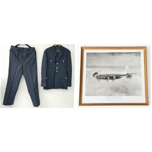 855 - RAF Squadron Leaders Uniform - Belonged to W.R.J. White. Comes with a framed aircraft photo (reachin... 