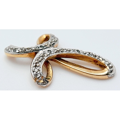 1106 - A 9K YELLOW GOLD DIAMOND SET FANCY CROSS. 0.95G IN WEIGHT. 1.8CM IN LENGTH. Ref: SC 5074