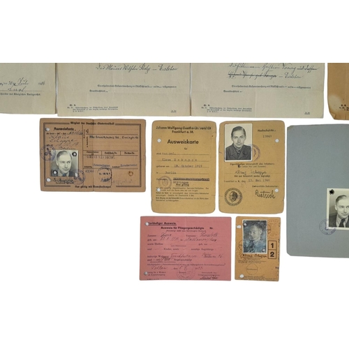 543 - A Parcel of Very Interesting WW1 & WW2 Original German Documents Comprising; A 1943 Pass, 1944 Pass,... 