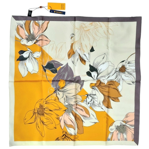 631 - A Wensli Chinese Silk Scarf. Floral Pattern. 63cm x 63cm. As new with tags and original packaging. R... 