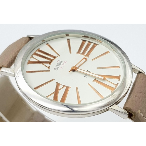 964 - An Ex Display Unisex Anaii Pink Quartz Fashion Watch Model Jazz. Roman Numeral Face. 45mm Case. New ... 