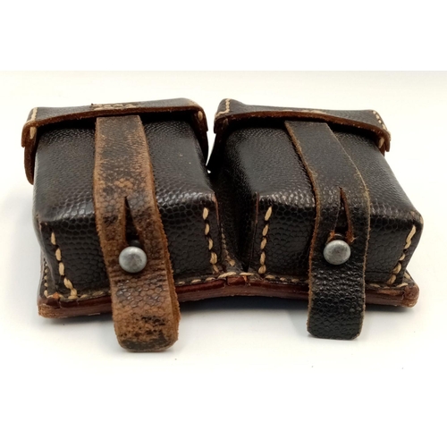 1028 - A WW2 German Double Magazine Leather Cartridge Belt in Very Good Condition. From the Deceased Estate... 