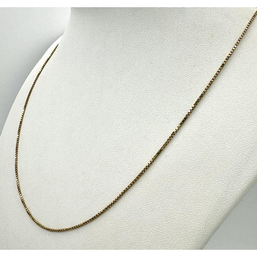 850 - An 18 K yellow gold square link chain necklace, ring clasp, length: 45 cm, weight: 3.5 g