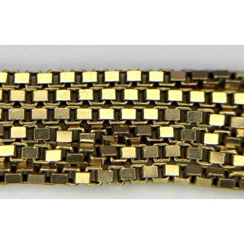 850 - An 18 K yellow gold square link chain necklace, ring clasp, length: 45 cm, weight: 3.5 g