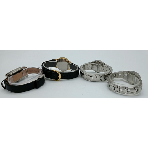 1042 - A Parcel of Four Very Good Condition Ladies Quartz Watches Comprising; 1) A Blue Face Stainless Stee... 