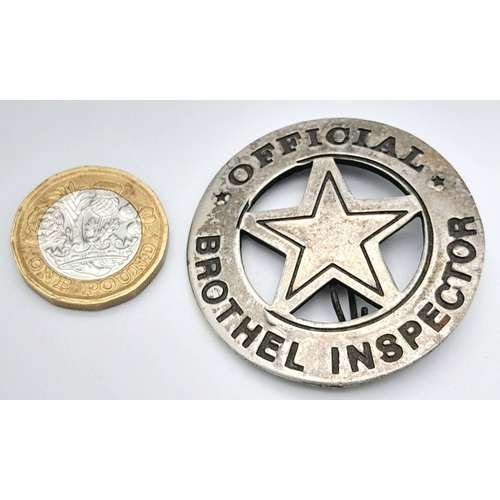 1049 - A Vintage US Official Brothel Inspector’s Metal Badge. 4.5cm Diameter.