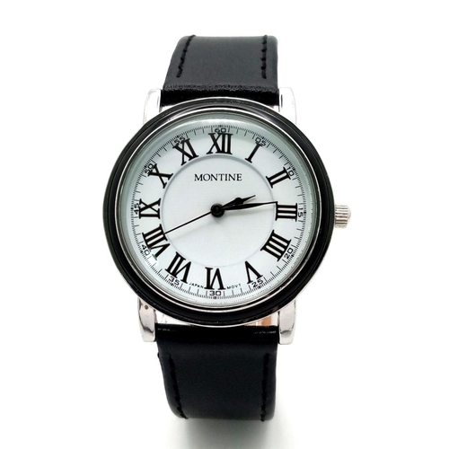 1119 - An Unworn Roman Numeral Face Quartz Watch by Montine. 35mm Case. Full Working Order