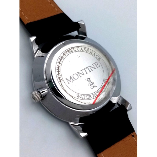 1119 - An Unworn Roman Numeral Face Quartz Watch by Montine. 35mm Case. Full Working Order