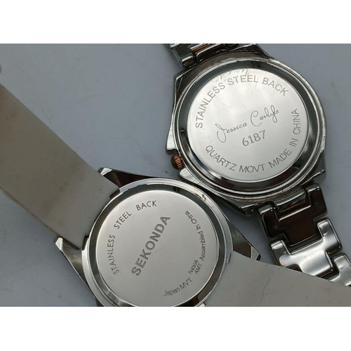 1126 - A Parcel of Three Ladies Fashion Watches Comprising; 1) A Crystal Set Bezel Watch by Sekonda-35mm Ca... 