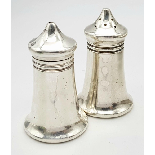 1188 - Two vintage heavy silver plated salt & pepper shakers and a deep oval plate with dimensions:  25 x 1... 