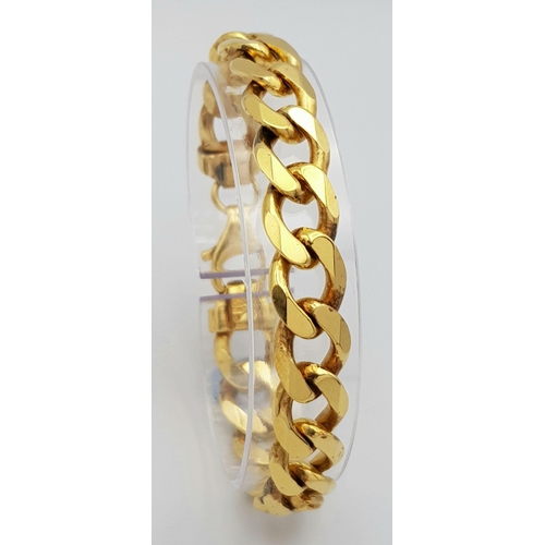 639 - A stylish gold-toned Veronese Solid Silver 925 Curb Chain Bracelet, 33.3 grams, 19.5cm. Signs of wea... 