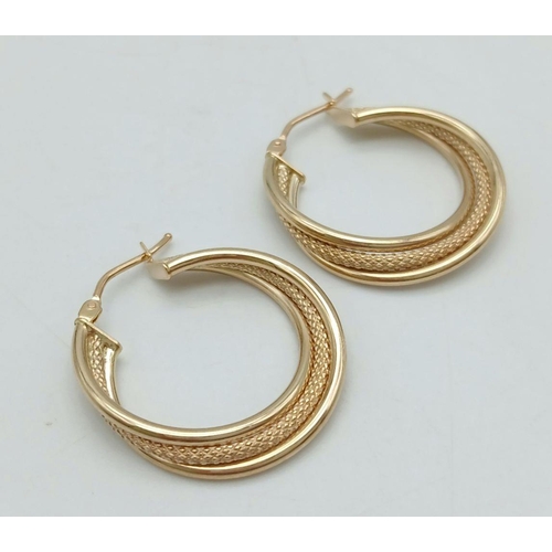 762 - A 9K YELLOW GOLD TWIST HOOP EARRINGS. 1.47G IN WEIGHT. Ref: SC 5068.