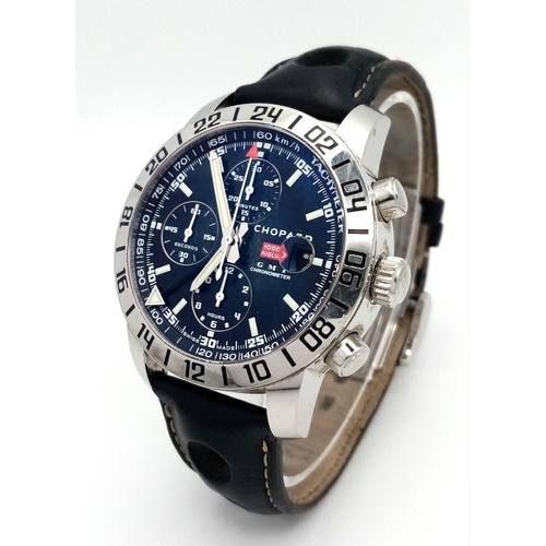 752 - A Chopard Mille Miglia Automatic Gents Watch. Black leather strap. Stainless steel case - 42mm. Blac... 