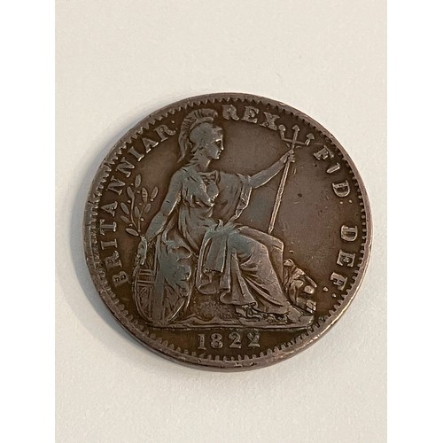 686 - 1822 GEORGE IIII FARTHING. Condition EF. Having bold and raised definition to both sides. Laureate H... 