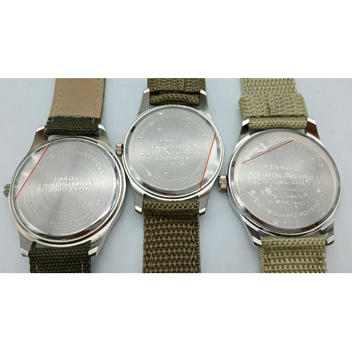 1098 - Three Unworn Ex Display Military, Design Watches, Comprising; 1) A 1940’s Design British RAF Navigat... 